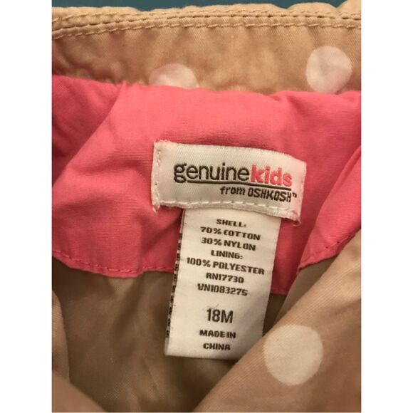 Classic Oshkosh Tan with White Polka Dot Light Jacket #polkadots #jacket - Picture 6 of 6